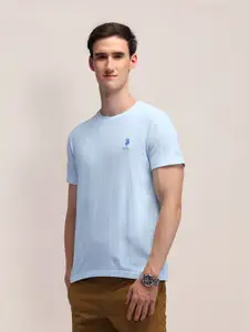 U.S. Polo Assn. Men Striped Slim Fit Pure Cotton T-shirt