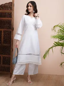 Vishudh Floral Embroidered Thread Work Straight Straight Kurta