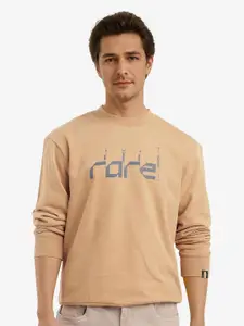 RARE RABBIT Men Typography Printed Round Neck Cotton Pullover Sweatshirt