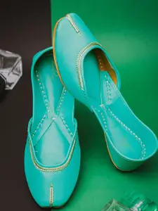 Sangria Embroidered Leather Mojaris Flats