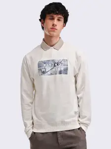 Flying Machine Men Brand Logo Printed Round Neck Cotton Pullover Sweatshirt