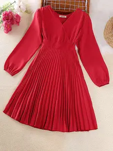 INCLUD Kids-Girls Solid Fit & Flare Maxi Dress