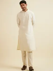 Manyavar Men Floral Embroidered Regular Kurta with Pyjamas