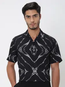 Mufti Men Cuban Collar Abstract Printed Relaxed Fit Casual Shirt