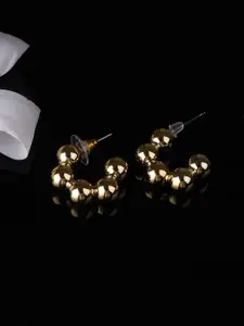 Adwitiya Collection Gold Plated Artificial Beads Studded Classic Half Hoop Earrings