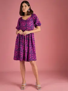 DressBerry Woman Abstract Printed Fit & Flare Dress