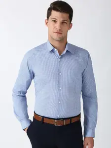 Peter England Men Spread Collar Micro Checked Cotton Slim Fit Formal Shirt