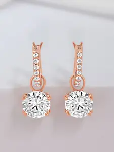 Zavya 925 Sterling Silver Cubic Zirconia Studded Classic Hoop Earrings
