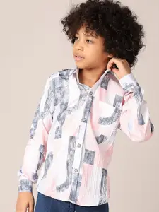 V-Mart Boys Printed Pure Cotton Shirt With Trousers