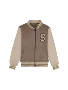 Status Quo Boys Solid Mock Collar Front-Open Sweatshirt