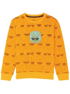 Status Quo Boys Typography Printed Round Neck Cotton Pullover Sweatshirt