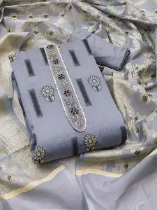 KIMISHA Floral Woven Design Gotta Patti Unstitched Dress Material