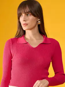 98 Degree North Women Self Design Ribbed Pullover