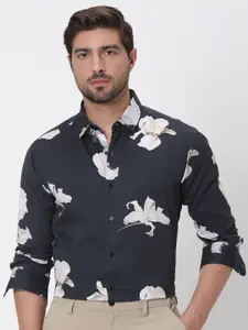 Mufti Men Spread Collar Floral Printed Cotton Slim Fit Casual Shirt
