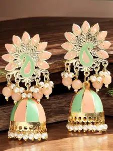 OOMPH Dome Shaped Stone Studded Meenakari Jhumkas