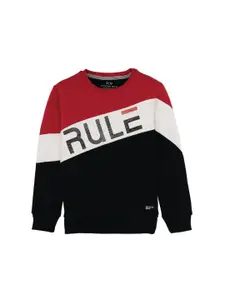 Status Quo Boys Typography Printed Round Neck Cotton Pullover Sweatshirt