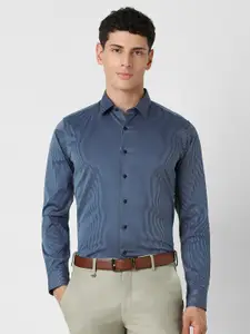 Van Heusen Men Spread Collar Vertical Striped Cotton Slim Fit Formal Shirt