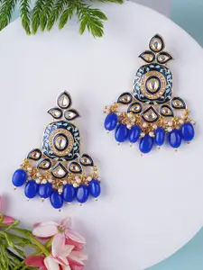 Adwitiya Collection Gold Plated Artificial Stones Studded Classic Drop Earrings
