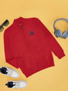 Pantaloons Junior Boys Solid Round Neck Cotton Front-Open Sweatshirt