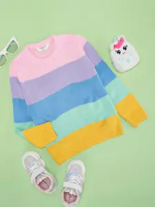 Pantaloons Junior Girls Colourblocked Longline Pullover Sweater