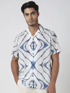 Mufti Men Cuban Collar Abstract Printed Relaxed Fit Casual Shirt