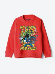 YK Marvel Boys Graphic Printed Round Neck Sweatshirt