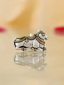 Voylla Silver-Plated Qasbah Nandi Oxidised Two Tone Ring