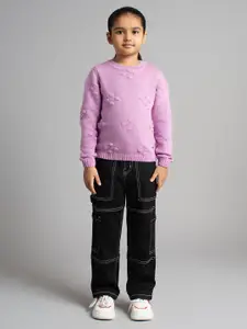 Ed-a-Mamma Girls Self Design Cable Knit Pullover