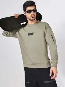 Street 808 by Pantaloons Men Solid Round Neck Cotton Pullover Sweatshirt