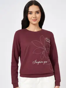 Honey by Pantaloons Women Floral Printed Round Neck Cotton Pullover Sweatshirt