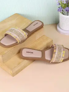 Mochi Women Embellished Open Toe Flats