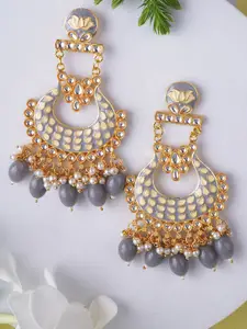 Adwitiya Collection Gold-Plated Stone Studded Meenakari Classic Drop Earrings