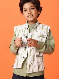 V-Mart Boys Printed Pure Cotton Shirt with Trousers