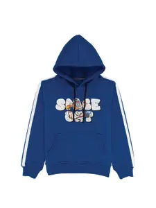 Status Quo Boys Typography Printed Hood Cotton Pullover Sweatshirt