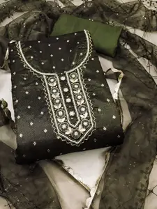 KIMISHA Ethnic Motifs Embellished Beads and Stones Organza Unstitched Dress Material