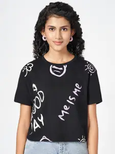 People Women Graphic Printed Round Neck Cotton Boxy T-shirt