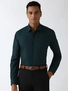 Peter England Men Spread Collar Micro Ditsy Printed Cotton Slim Fit Formal Shirt