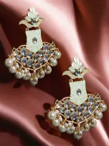 OOMPH Geometric Kundan Meenakari Drop Earrings