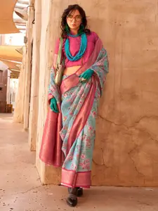 Mitera Floral Printed Zari Traditional Festive Wear Sungudi Saree