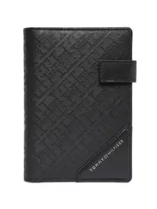 Tommy Hilfiger Men Geometric Textured Leather Passport Holder