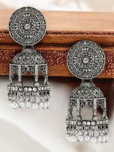 OOMPH Artificial Beads Dome Shape Oxidised Jhumkas
