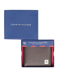 Tommy Hilfiger Men Solid Textured Leather Two Fold Wallet