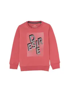 Status Quo Boys Typography Printed Round Neck Cotton Pullover Sweatshirt