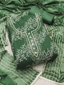 KIMISHA Floral Embellished Beads and Stones Organza Unstitched Dress Material