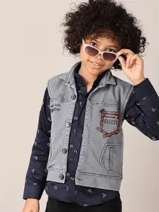 V-Mart Boys Printed Pure Cotton Shirt with Trousers