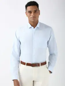 Peter England Men Spread Collar Micro Checked Cotton Slim Fit Formal Shirt