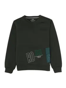 Status Quo Boys Typography Printed Round Neck Cotton Pullover Sweatshirt