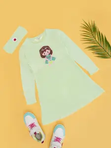 Pantaloons Junior Girls Cable Knit Pullover Longline Sweater Comes With a Hairband