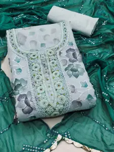 KIMISHA Floral Embellished Beads and Stones Organza Unstitched Dress Material