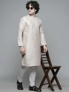 MAAHI FABS Floral Yoke Design Thread Work Straight Kurta with Churidar